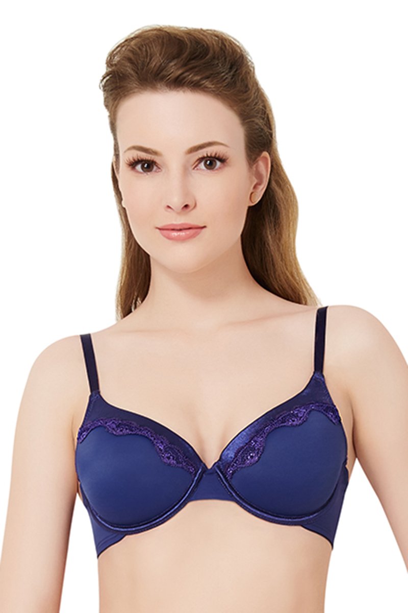 Lacy Edge Padded Wired Bra - Ink