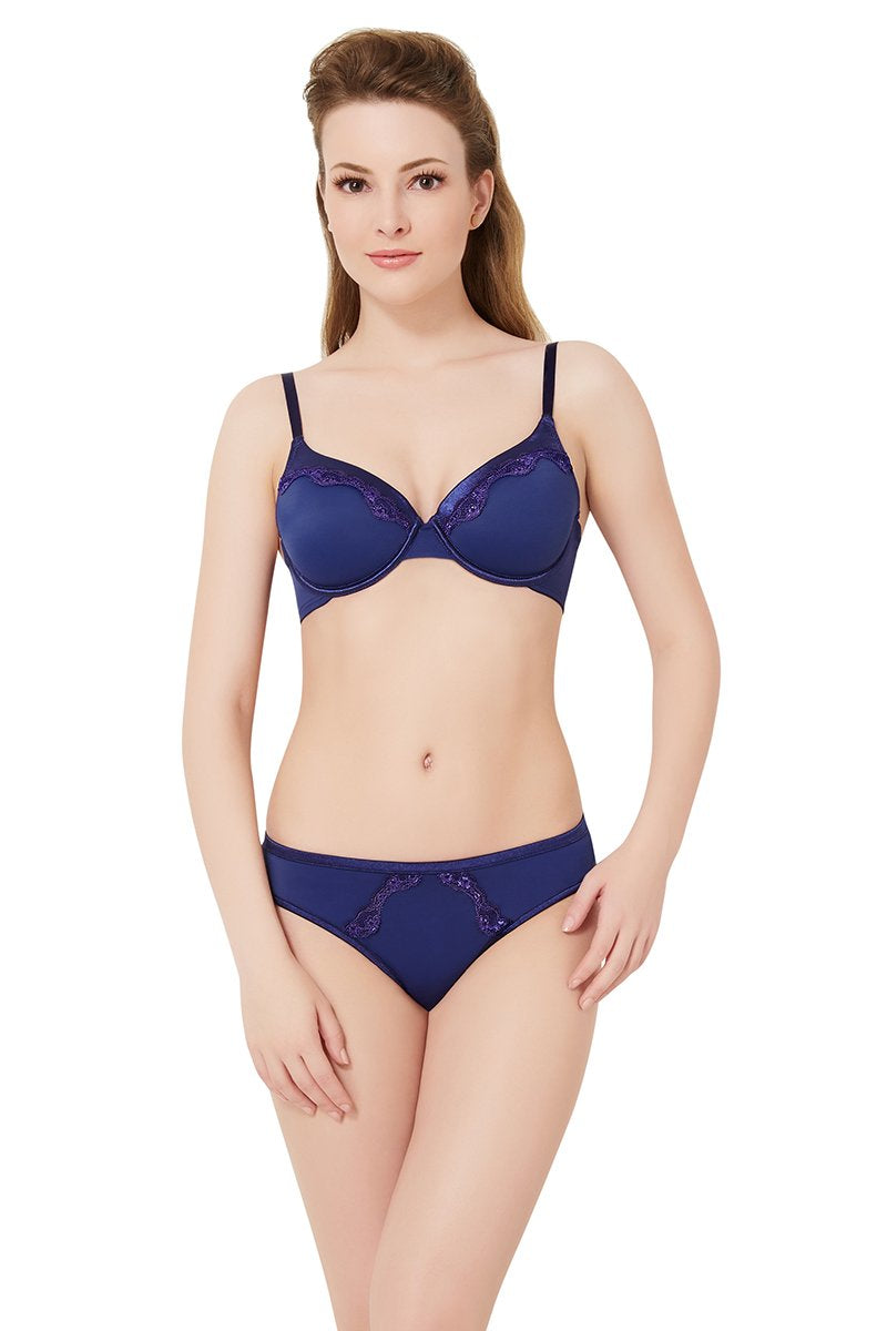 Lacy Edge Padded Wired Bra - Ink - Image 4 of 6