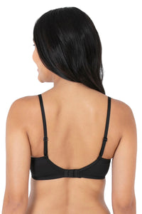 Satin Edge Padded Non-wired T-shirt Bra - Black thumbnail 3