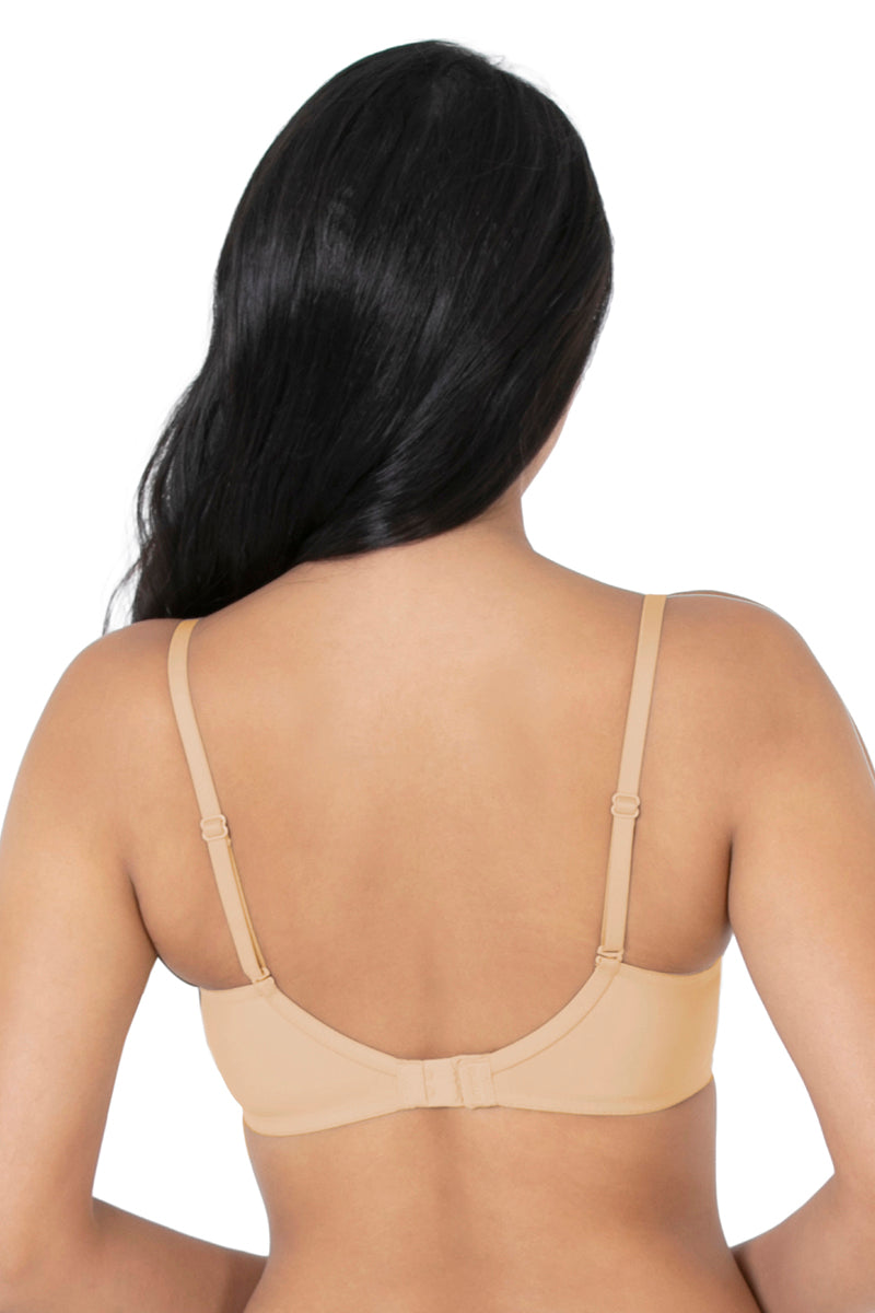 Satin Edge Padded Non-wired T-shirt Bra - Sand - Image 3 of 4