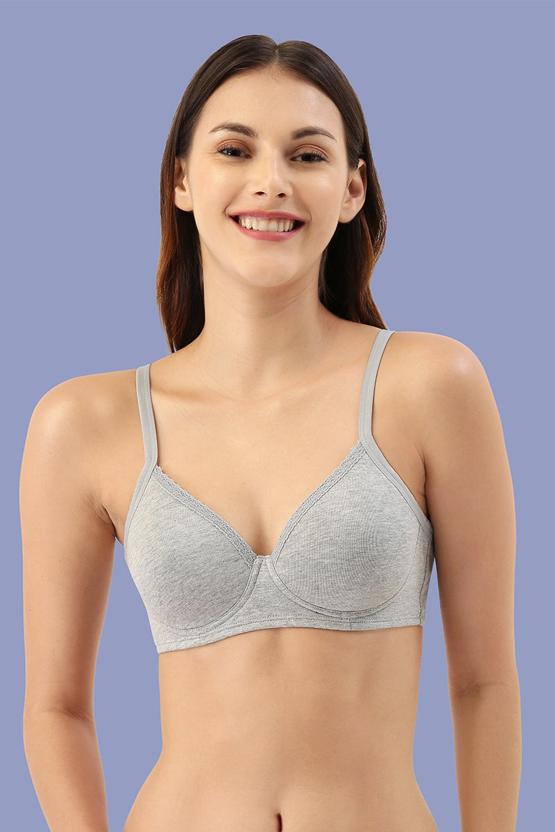 Cotton Casuals Padded Wirefree T-Shirt Bra - Light Grey Marl - Image 1 of 4
