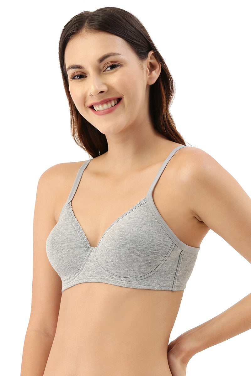 Cotton Casuals Padded Wirefree T-Shirt Bra - Light Grey Marl - Image 3 of 4