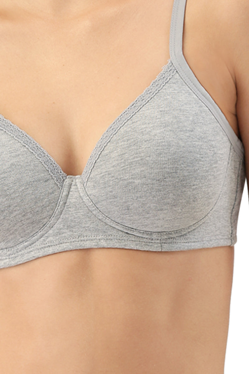 Cotton Casuals Padded Wirefree T-Shirt Bra - Light Grey Marl - Image 4 of 4
