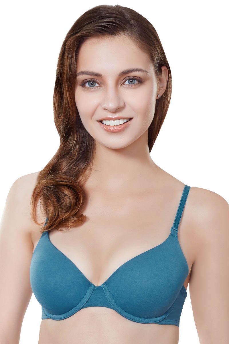 Cotton Casuals Padded Wired T-Shirt Bra - Moroccan Blue