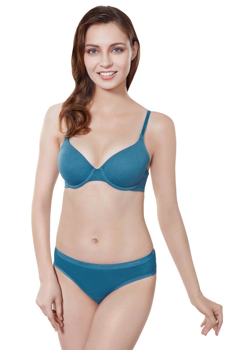 Cotton Casuals Padded Wired T-Shirt Bra - Moroccan Blue