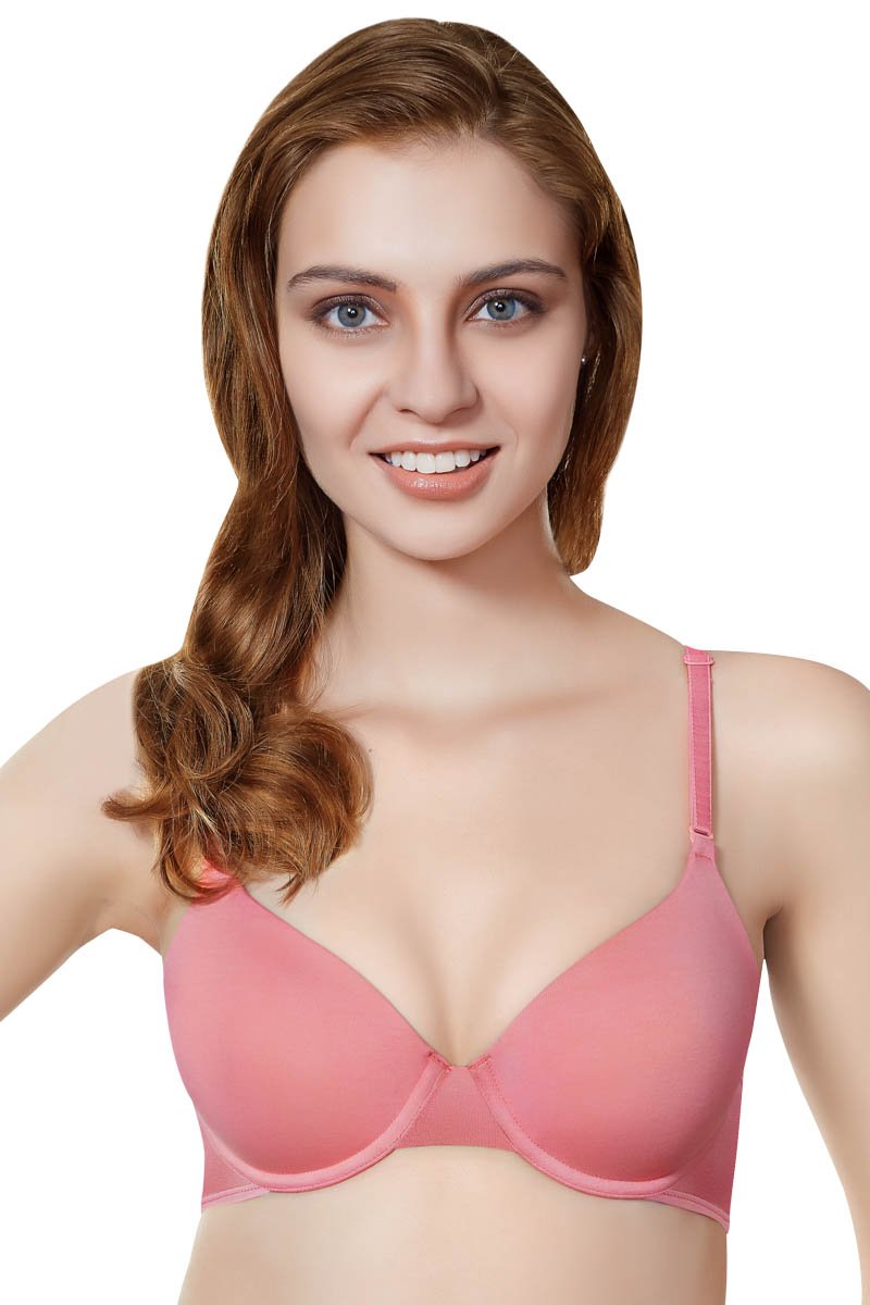 Cotton Casuals Padded Wired T-Shirt Bra - Salmon Rose - Image 1 of 6