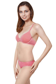 Cotton Casuals Padded Wired T-Shirt Bra - Salmon Rose