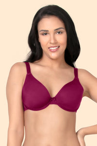 Curvy Smooth Padded Wired T-Shirt Bra - Deep Magenta - color option