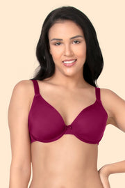 Curvy Smooth Padded Wired Bra - Deep Magenta Color
