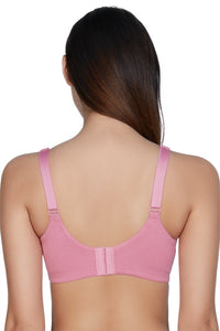 Non-Padded Non-Wired Full Cover Cotton Lace Support Bra - Wild Rose thumbnail 3