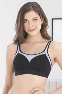 All Day Active Non-Padded Non-Wired Bra - Black With Eventide thumbnail 1