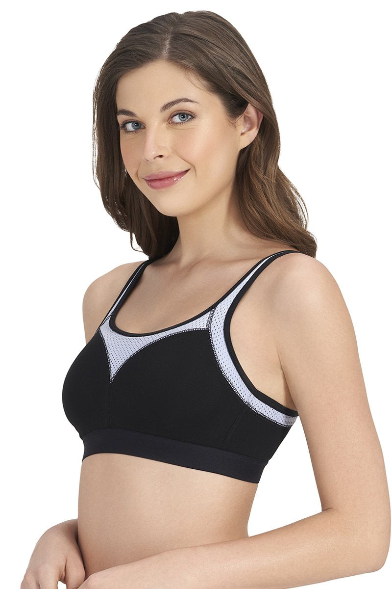 All Day Active Non-Padded Non-Wired Bra - Black With Eventide