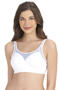 All Day Active Non-Padded Non-Wired Bra - White With Eventide thumbnail 2