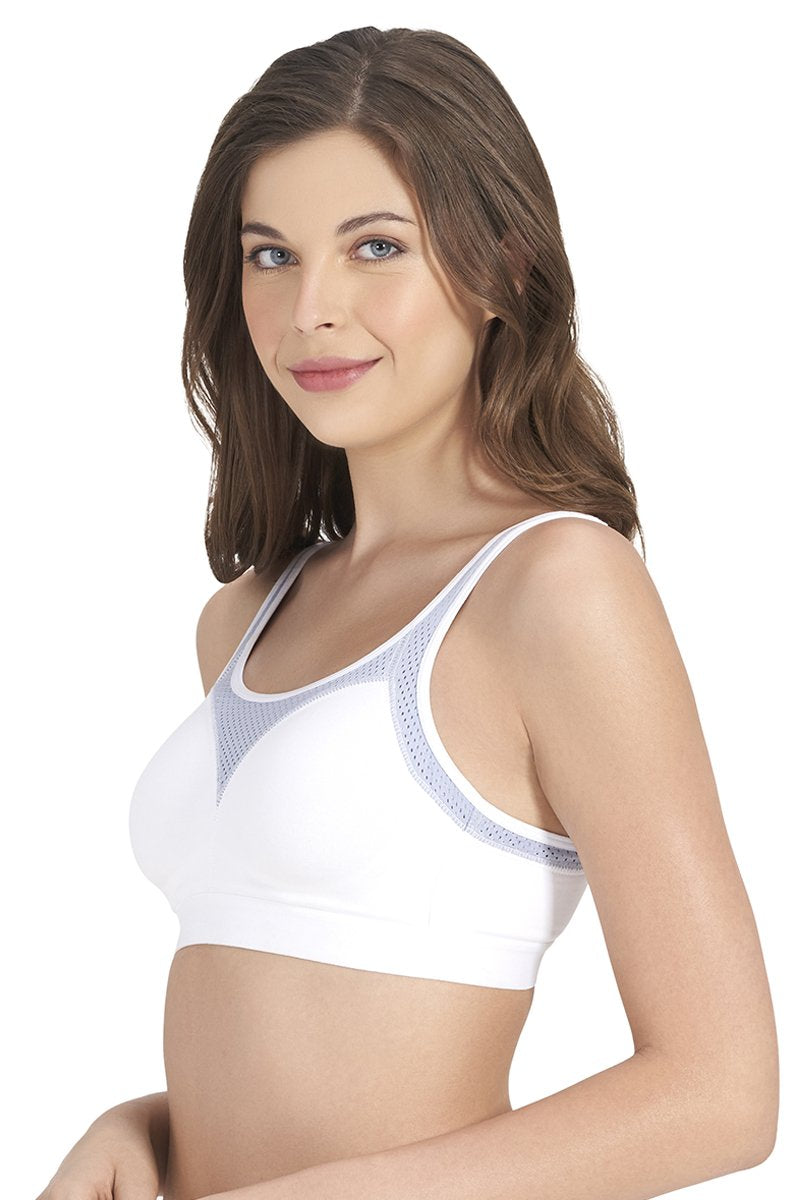 All Day Active Non-Padded Non-Wired Bra - White With Eventide