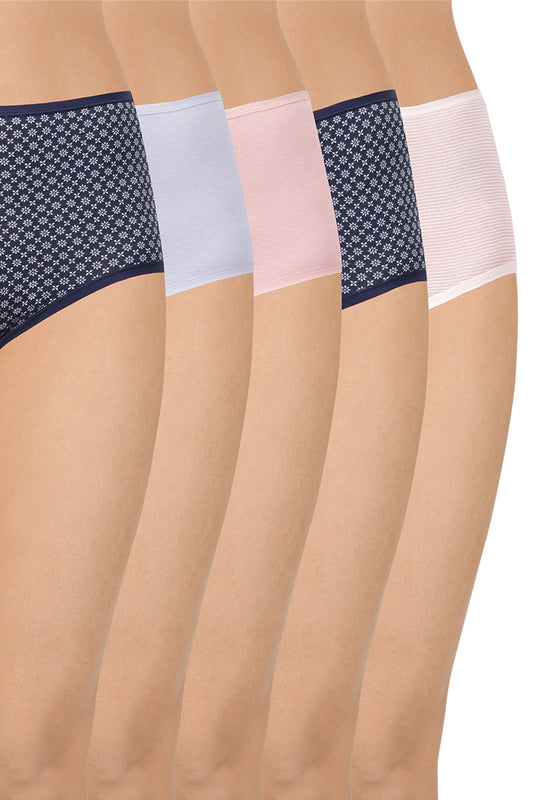 Assorted High Rise Full Brief (Pack of 5) - Ditsy Geos Navy