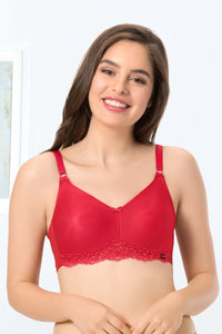 every de Contour Charm Non-Padded Non-Wired Full Cover Everyday Bra - Crimson - color option
