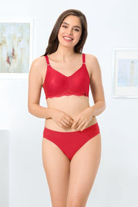 every de Contour Charm Non-Padded Non-Wired Full Cover Everyday Bra - Crimson thumbnail 4