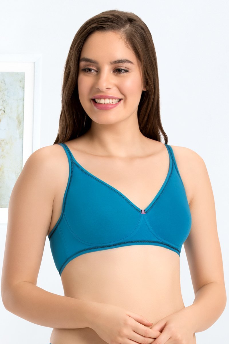 every de Dreamer Moulded Non-Padded Non-Wired Full Cover Bra - Mykonos Blue