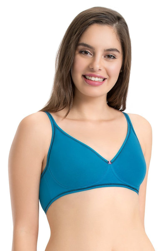 every de Dreamer Moulded Non-Padded Non-Wired Full Cover Bra - Mykonos Blue