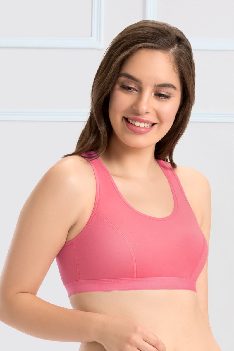 every de Lounge Essentials Full Cover Slip-on Bra - Sunkist Coral Color