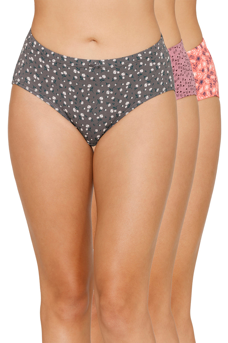 Inner Elastic Printed Mid Rise Hipster Panty (Pack of 3)