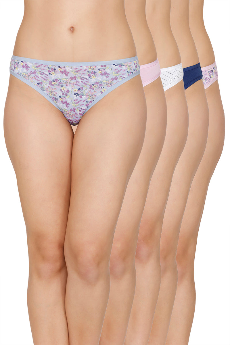 Assorted Low Rise Bikini Panty (Pack of 5) - Floral Garden Op2-5