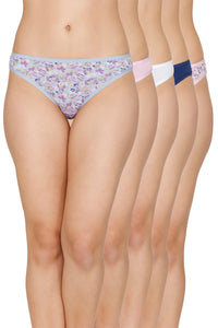 Assorted Low Rise Bikini Panty (Pack of 5) - Floral Garden Op2-5 - color option