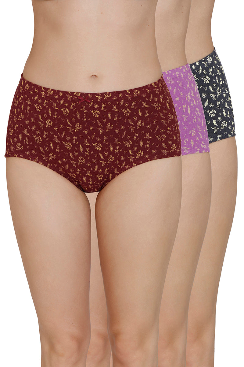 Inner Elastic Print High Rise Full Brief Panties (Pack of 3) - Image 1 of 7