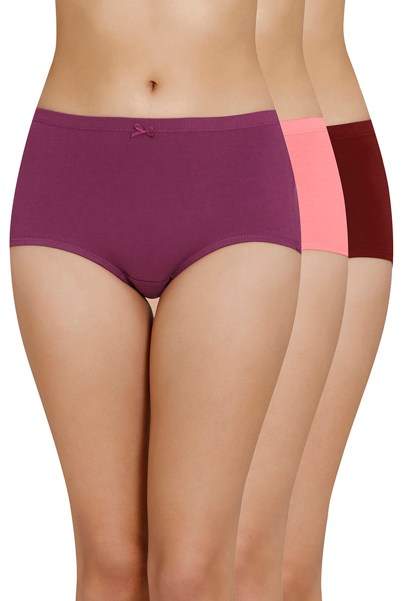 Inner Elastic Solid High Rise Full Briefs Panty (Pack of 3) - Image 1 of 8