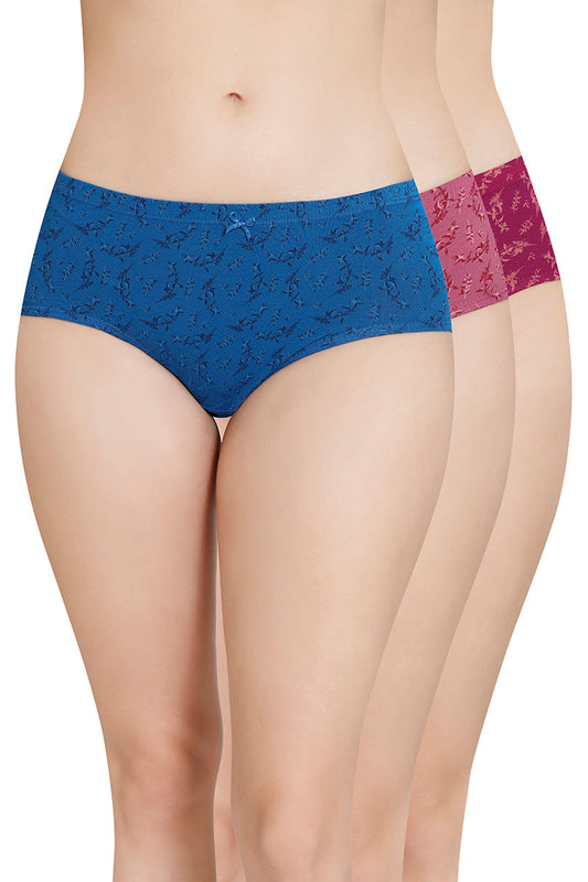 Inner Elastic Printed Mid Rise Hipster Panty (Pack of 3)