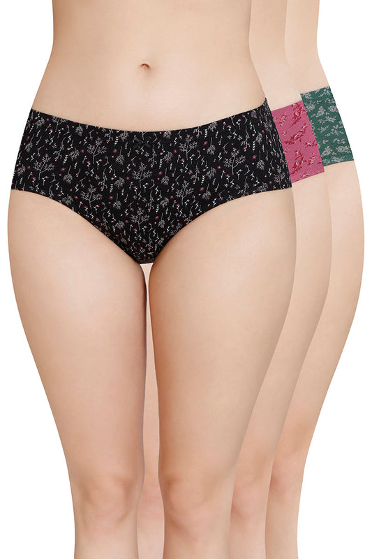 Inner Elastic Printed Mid Rise Hipster Panty (Pack of 3)