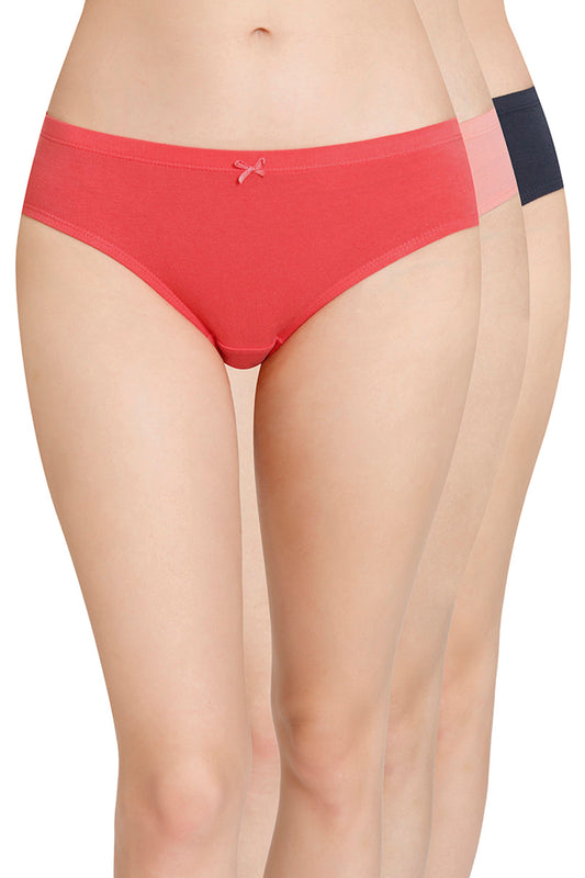 Inner Elastic Solid Mid Rise Bikini Panties (Pack of 3)