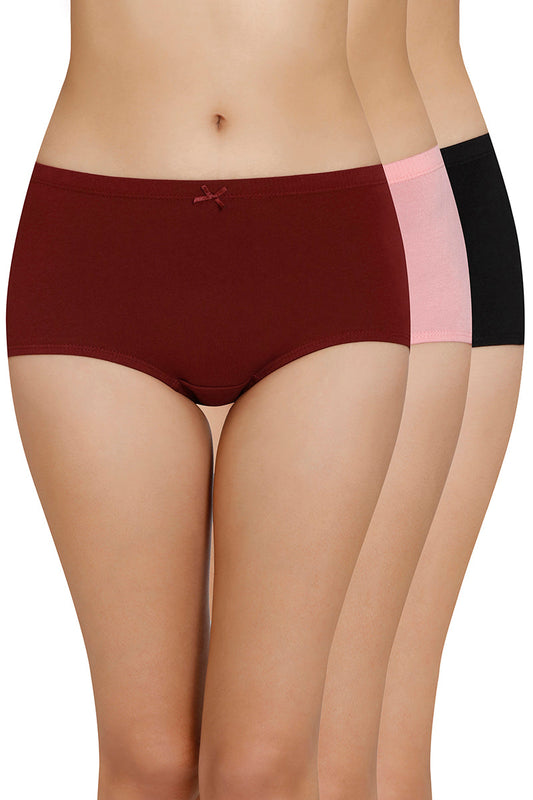 Inner Elastic Solid High Rise Full Briefs Panty (Pack of 3)