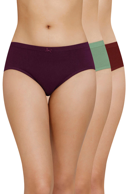 Inner Elastic Solid Mid Rise Hipster Panty (Pack of 3)