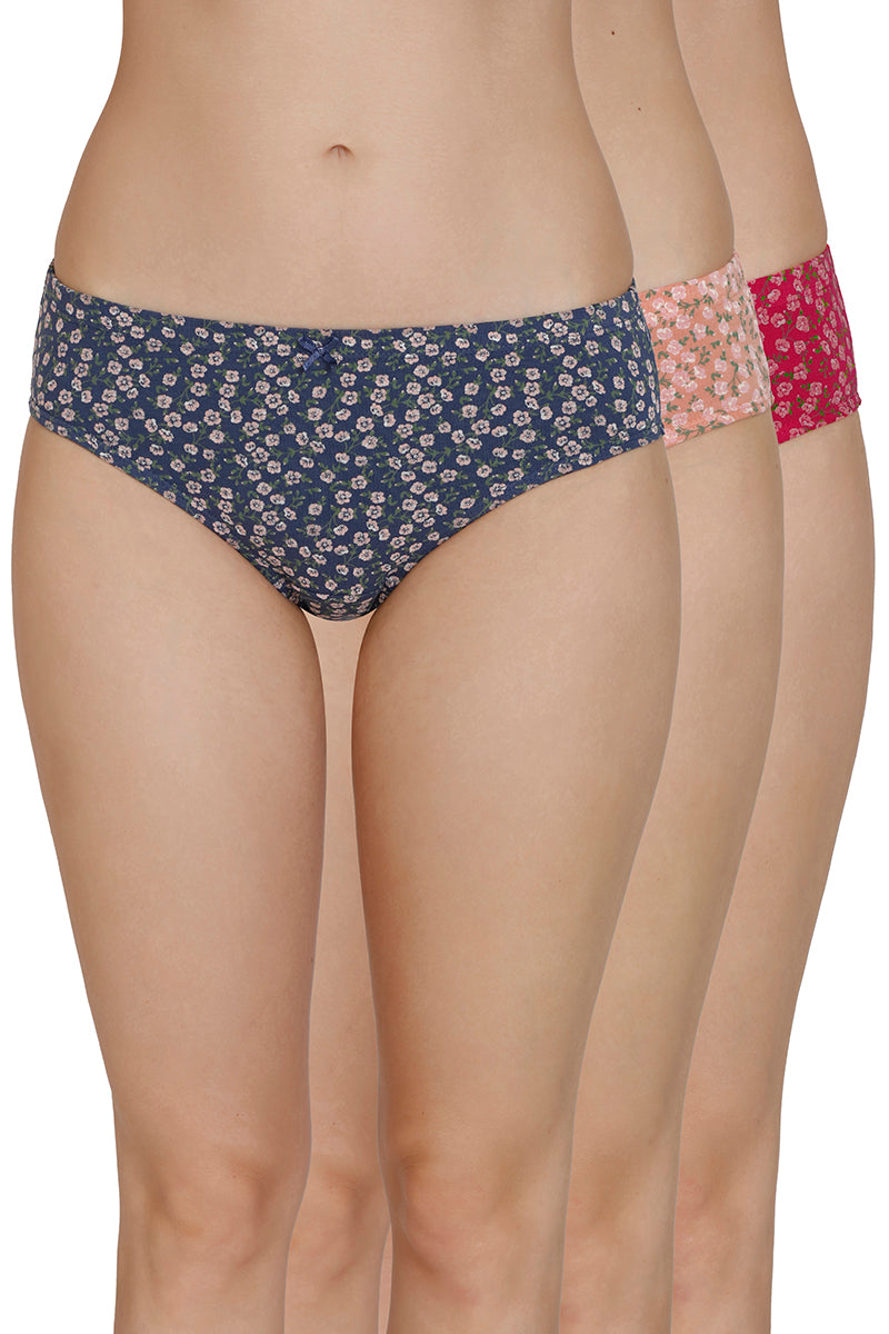 Inner Elastic Print Mid Rise Bikini Panties (Pack of 3) - Image 1 of 7