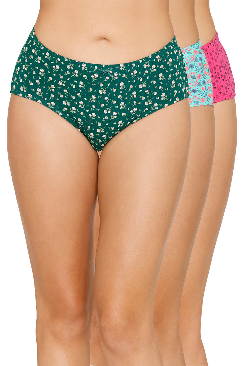 Inner Elastic Printed Mid Rise Hipster Panty (Pack of 3) - Image 1 of 7