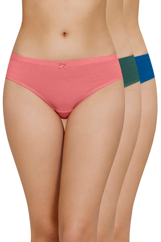 Inner Elastic Solid Mid Rise Bikini Panty (Pack of 3)
