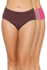 Inner Elastic Printed Mid Rise Hipster Panty (Pack of 3) - color option