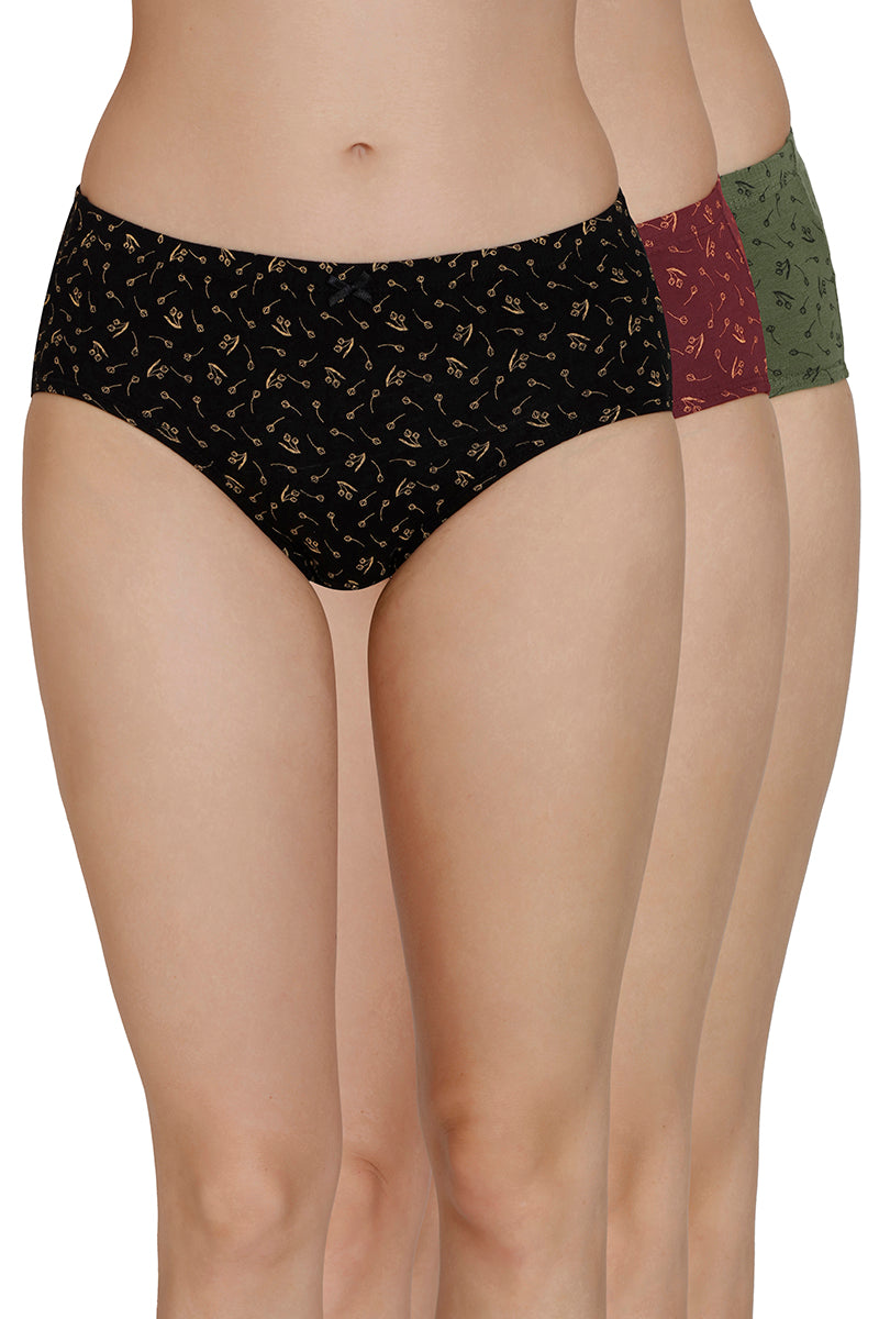 Inner Elastic Print Mid Rise Hipster Panties (Pack of 3)