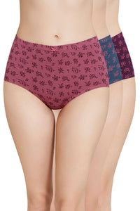 Inner Elastic Printed High Rise Full Brief Panty (Pack of 3) - color option