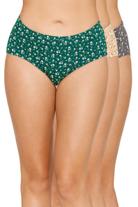 Inner Elastic Printed Mid Rise Hipster Panty (Pack of 3) - color option