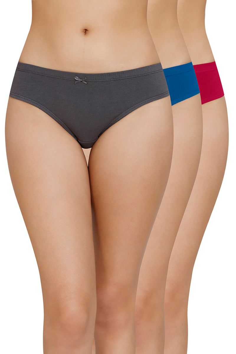 Inner Elastic Solid Mid Rise Bikini Panty (Pack of 3)