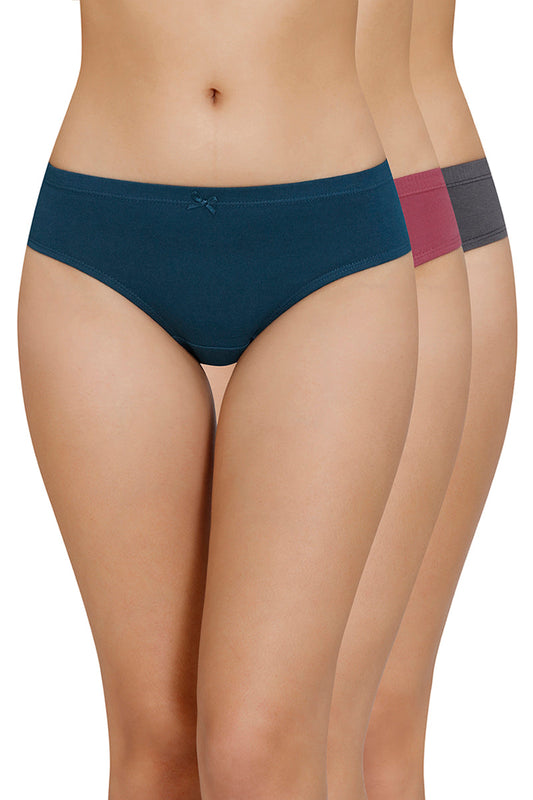 Inner Elastic Solid Mid Rise Bikini Panty (Pack of 3)