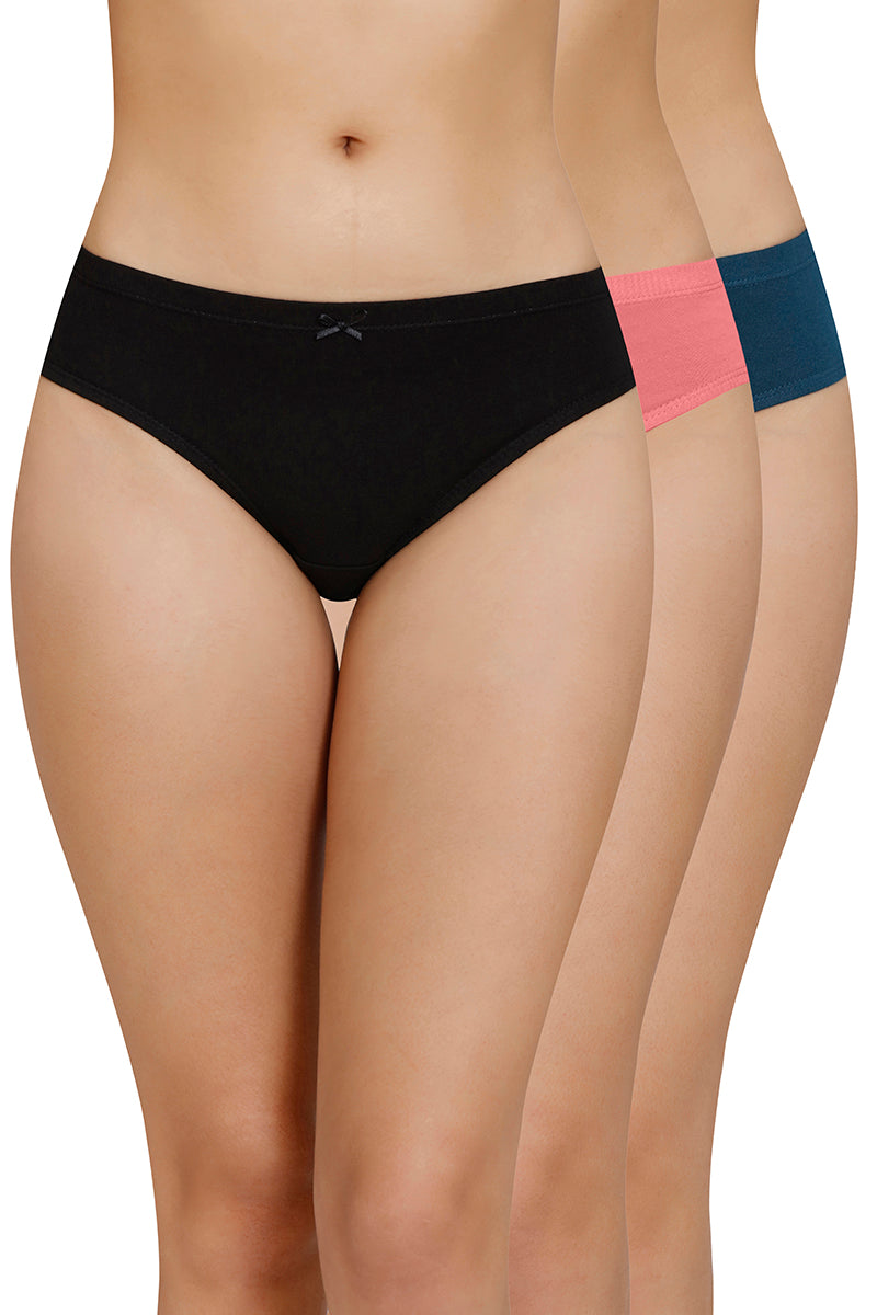 Inner Elastic Solid Mid Rise Bikini Panty (Pack of 3) - Image 1 of 8