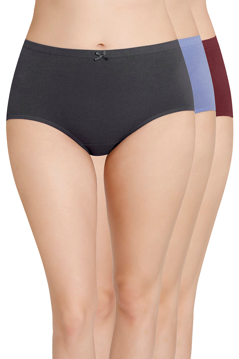 Inner Elastic Solid High Rise Full Brief Panties (Pack of 3) - Image 1 of 7