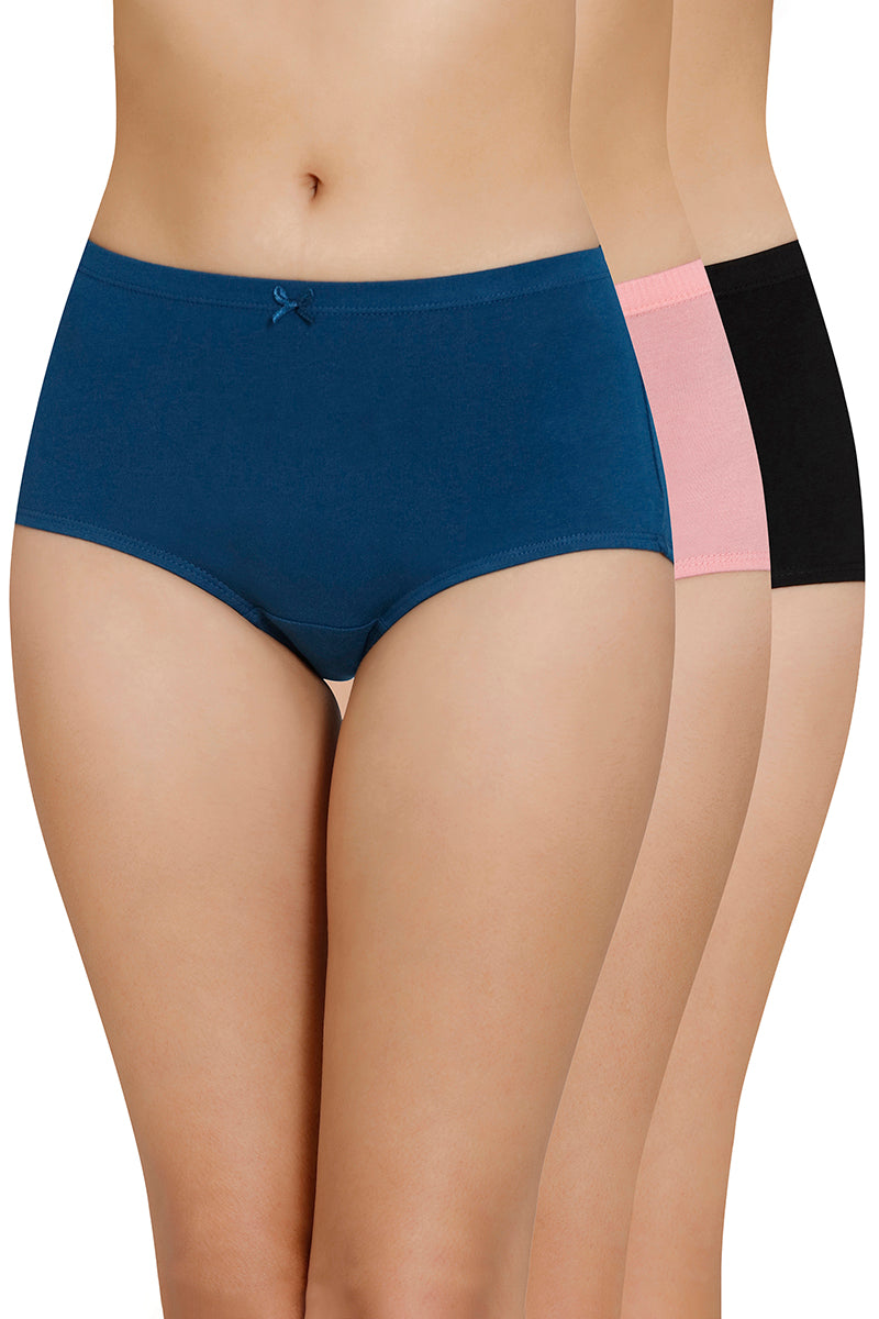 Inner Elastic Solid High Rise Full Briefs Panty (Pack of 3) - Image 1 of 8