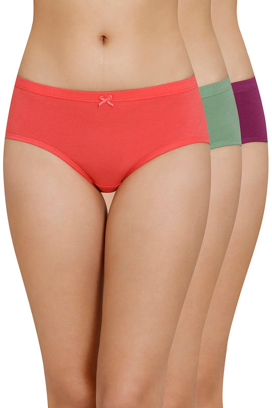 Inner Elastic Solid Mid Rise Hipster Panty (Pack of 3)