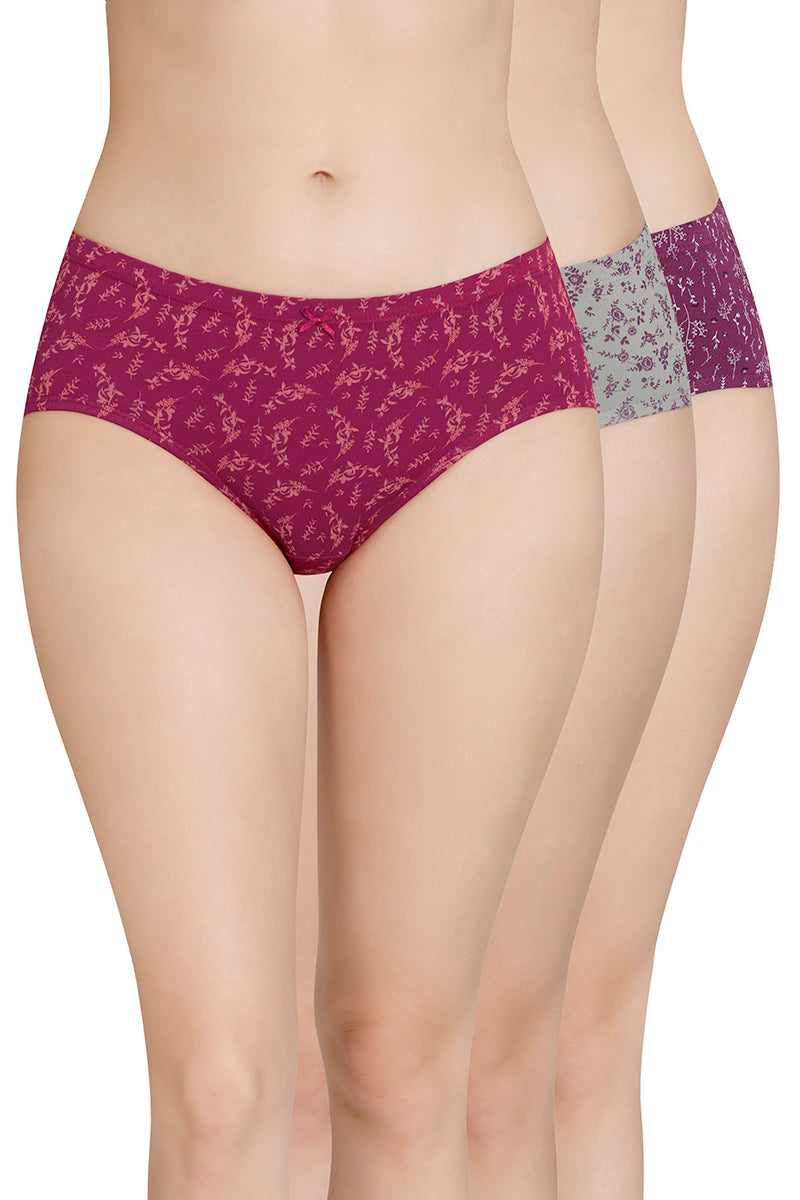 Inner Elastic Printed Mid Rise Hipster Panty (Pack of 3)