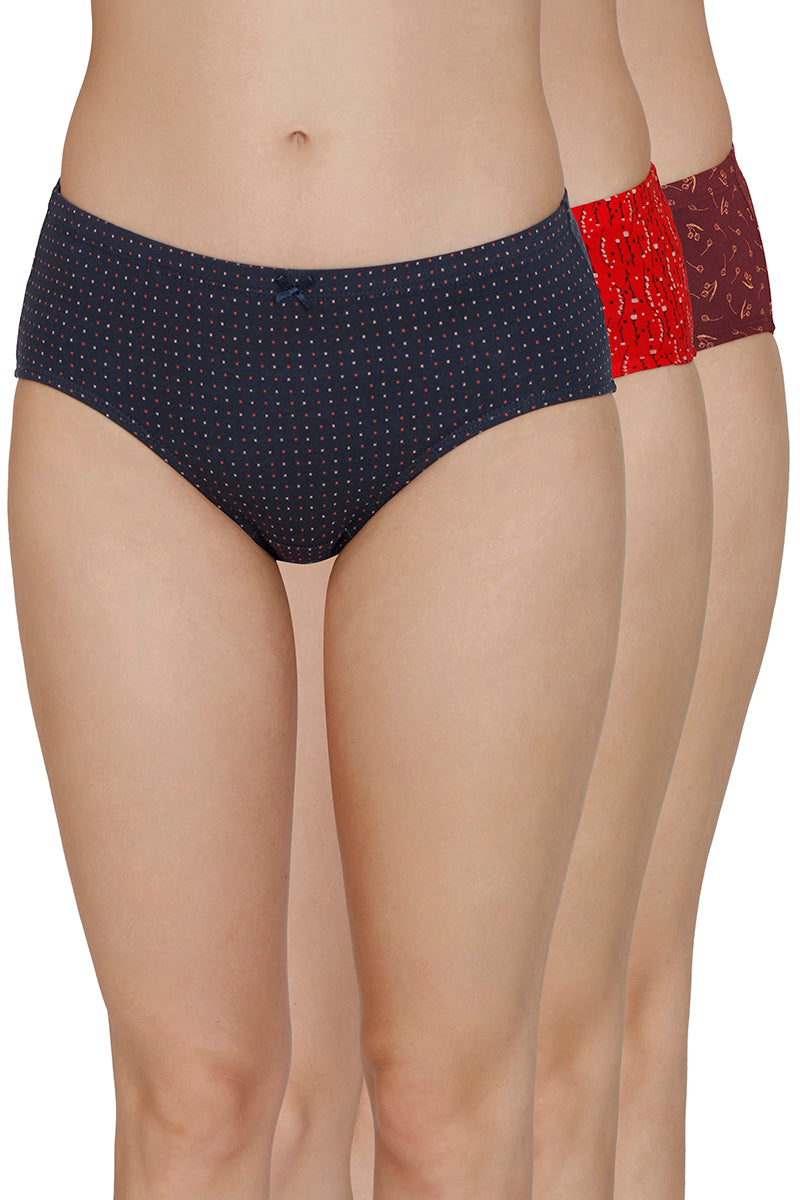 Inner Elastic Print Mid Rise Hipster Panties (Pack of 3) - Image 1 of 7