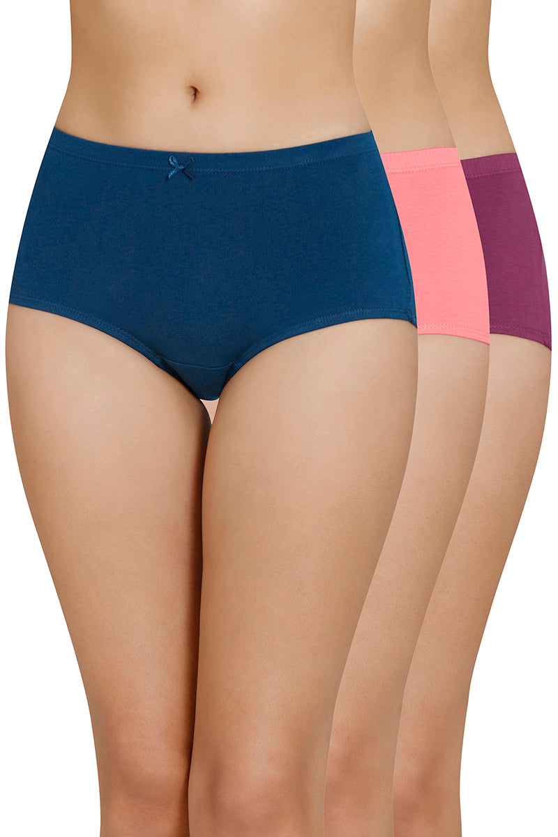 Inner Elastic Solid High Rise Full Briefs Panty (Pack of 3) - Image 1 of 8